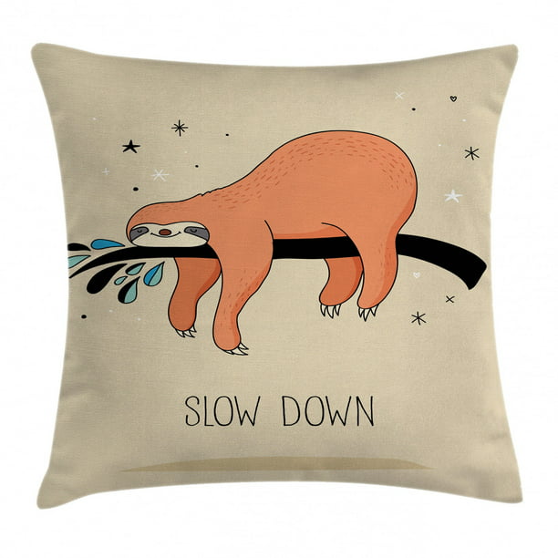 Home Decor Lovely Sloth Gifts Cute Gift-Vintage Retro Sloth Throw Pillow 18x18 Multicolor 